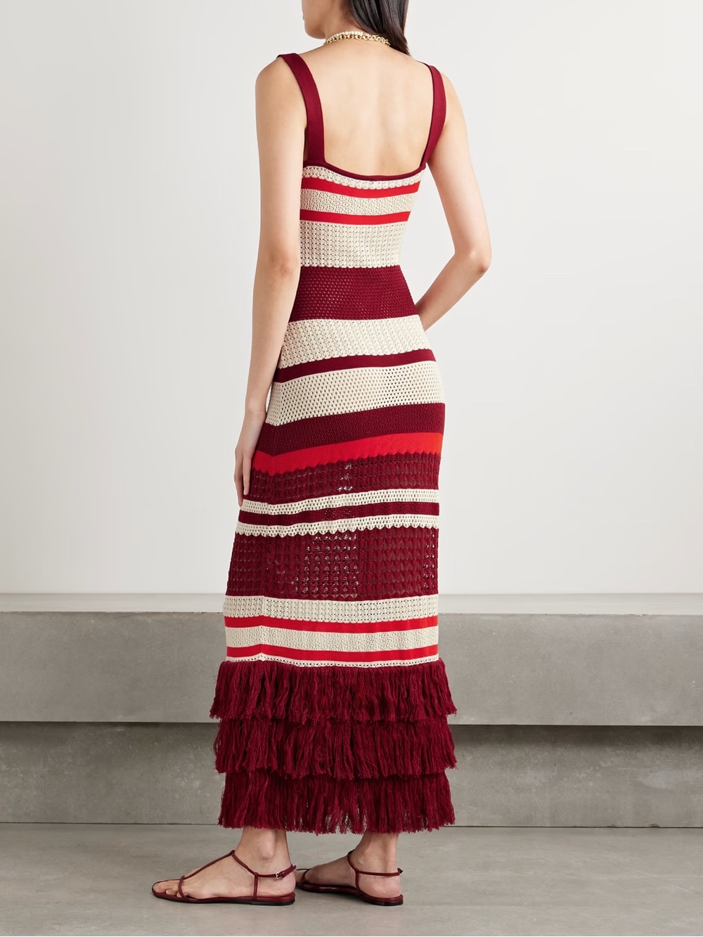 Johanna Ortiz Embayed Fringed Crochet Pima Cotton Maxi Dress - Picture 3 of 7